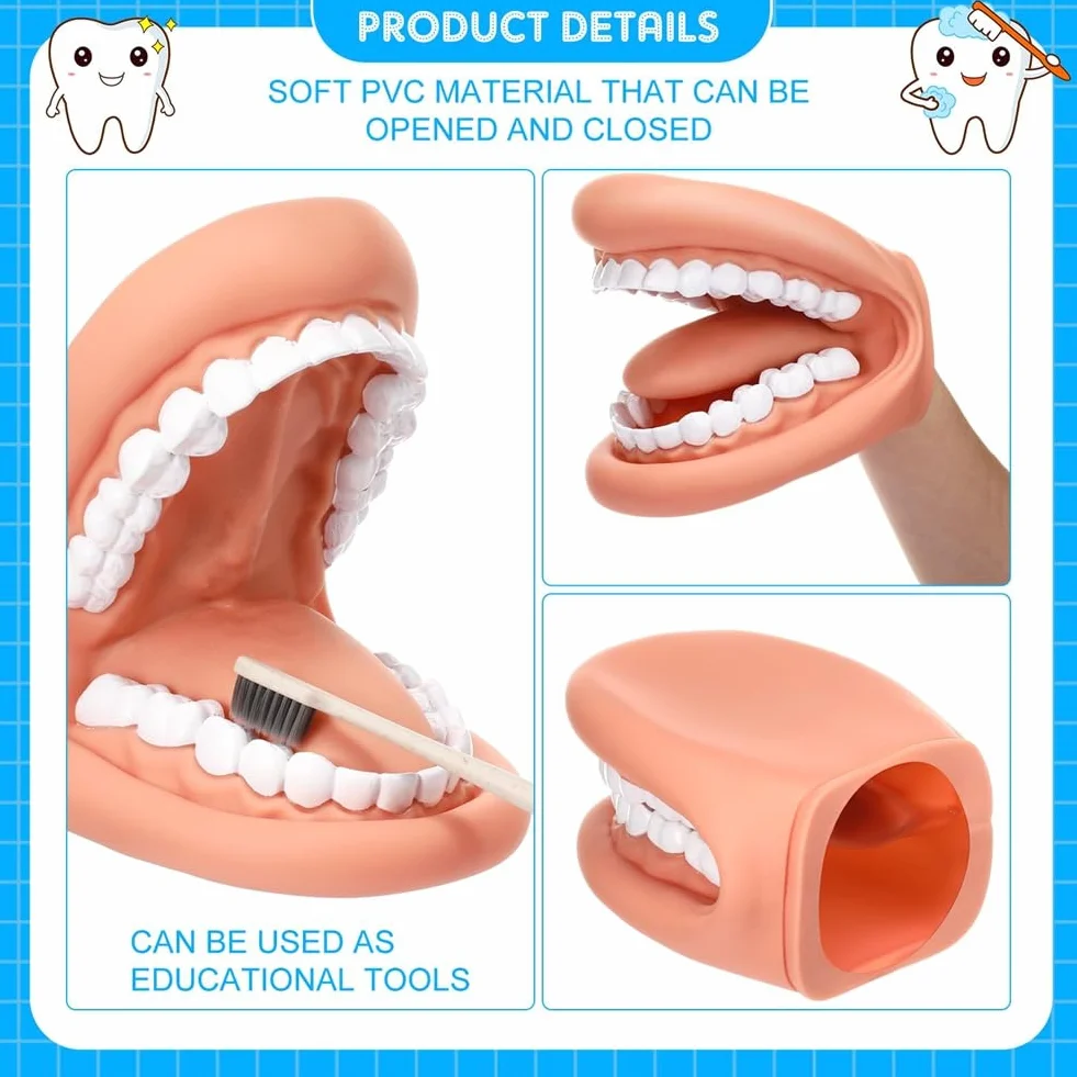 1 Pièces Bouche Marionnette avec Langue Dents Bouche Marionnette à Main Dentaire Bouche Modèle avec Brosse à Dents pour Garçon Fille Outil Éducatif