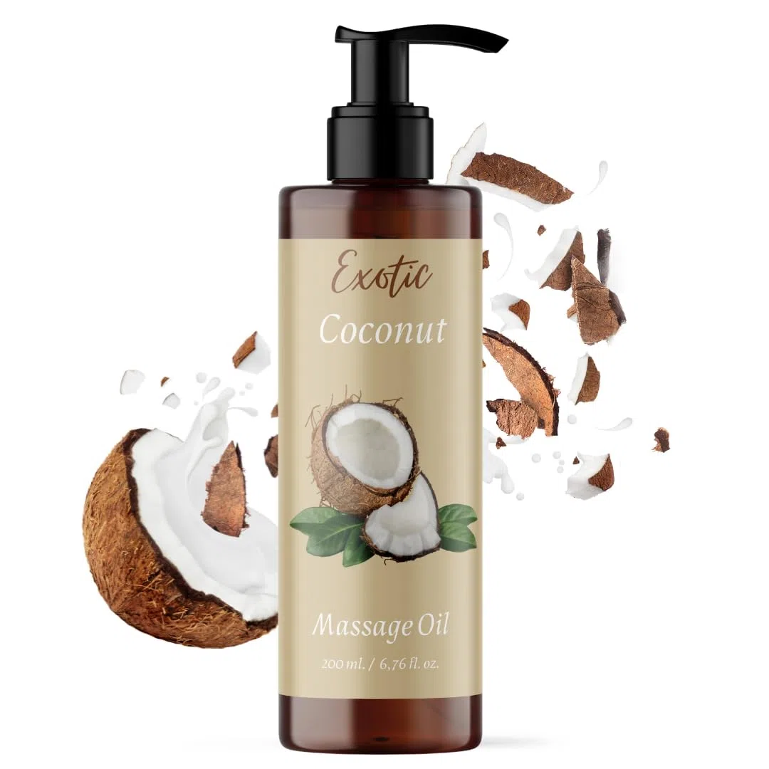 QKnatur - Huile de massage relaxante à la noix de COCO - 200ml - pour des massages corporels relaxants et revitalisants. Hydratant et nourrissant