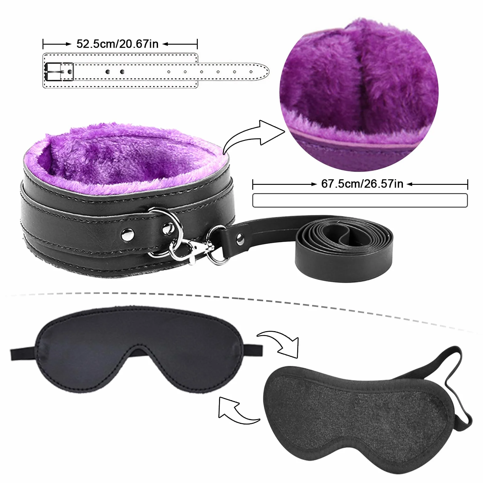 11 Pièces Menottes Sexy Érotique, Accessoires BDSM Sexuelle Adulte pour Couple, Kit de Jeu Sexuel Adulte avec Menotte, Fouet, Laisse, Pinces à seins