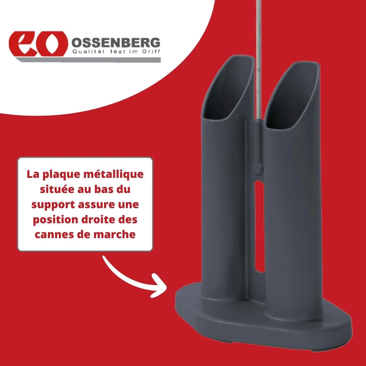 Support de canne pour déambulateurs - Porte-parapluie pour cannes de marche - En plastique - Support droit des cannes - Support pour 2 déambulateurs - Support de béquille portable