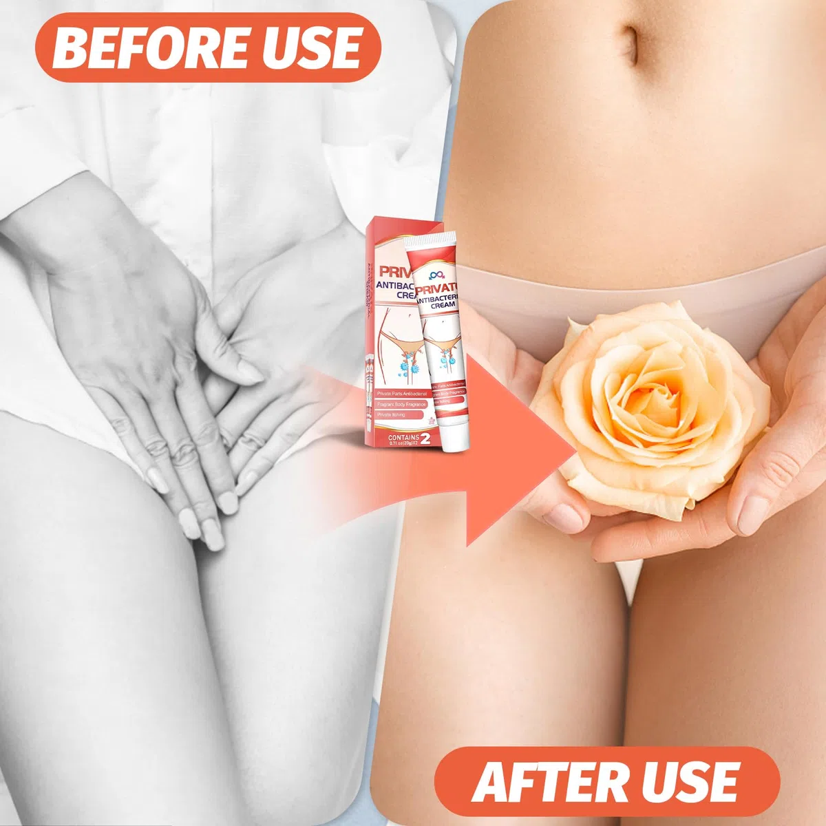 2 Pcs Crème Antibactérienne Intime, Crème Antifongique Apaisante et Réparatrice pour Homme et Femme, Soulage Rapidement les Démangeaisons, Rougeurs et Irritations de la Peau