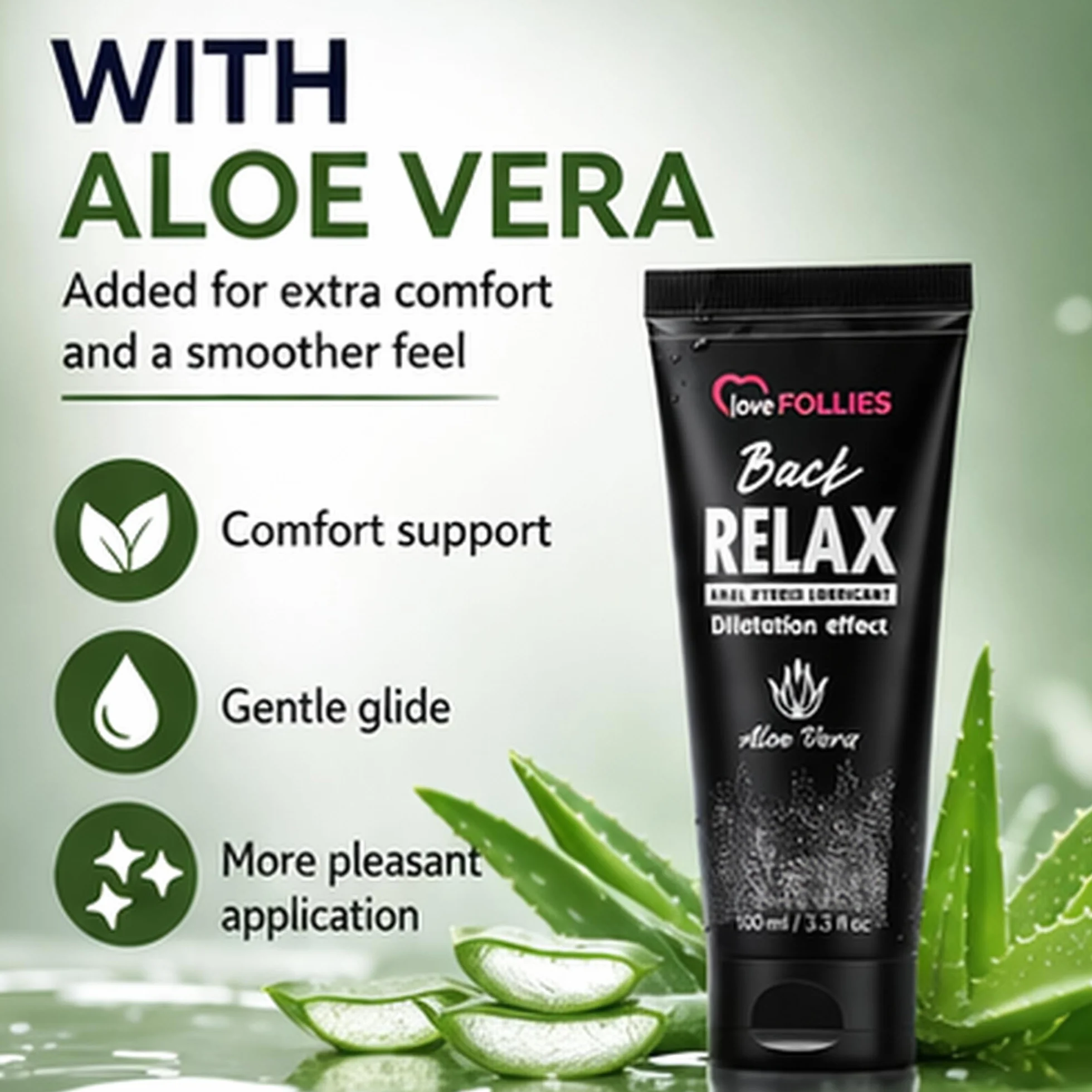 back relax Lubrifiant Anus Dilatant Relaxant à la Aloe Vera avec anesthésique- lubrifiant intime a l'eau et de silicone Hybride 100 ml