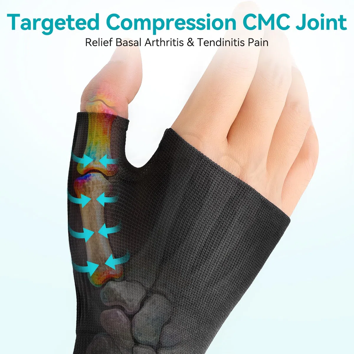 FORTEMOTUS 2 Gants Orthèse CMC Pouce - Bandage Articulaire de Selle Manchon de Compression Rhizarthrose Droite & Gauche avec Infusion Cuivre - Soulagement Arthrose, Tendinite - Unisexe(Taille M)