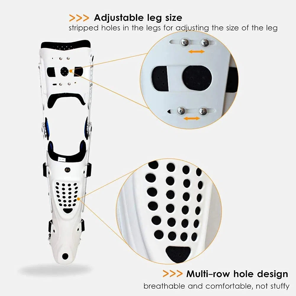 Stabilisateur d'articulation de soutien d'orthèse de genou, attelle de genou articulée pour fracture de garde fixe, protège-jambe entièrement réglable, support fixe de pied de cheville de mollet