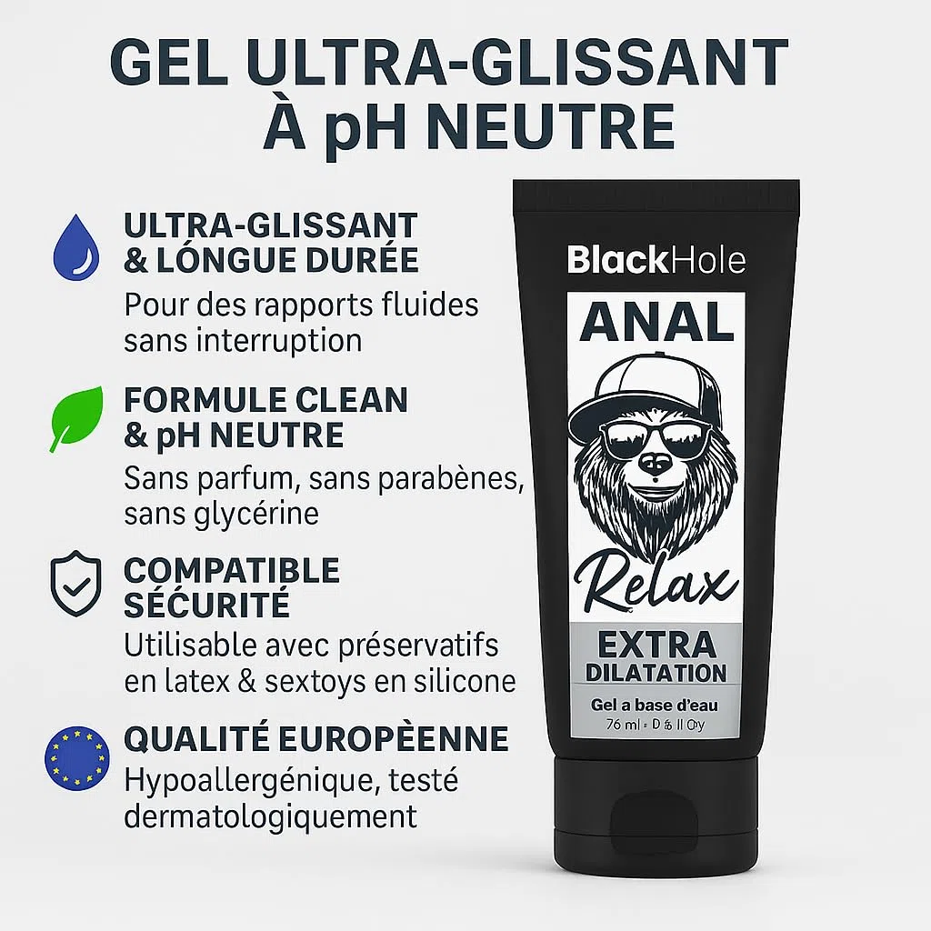 Black Hole Lubrifiant Anal Relaxant Anesthésiant 70ml - Gel Eau Ultra Glissant Dilatation sans Douleur | Idéal Fisting & Gros Toys | Compatible Préservatifs | Fabriqué en Europe