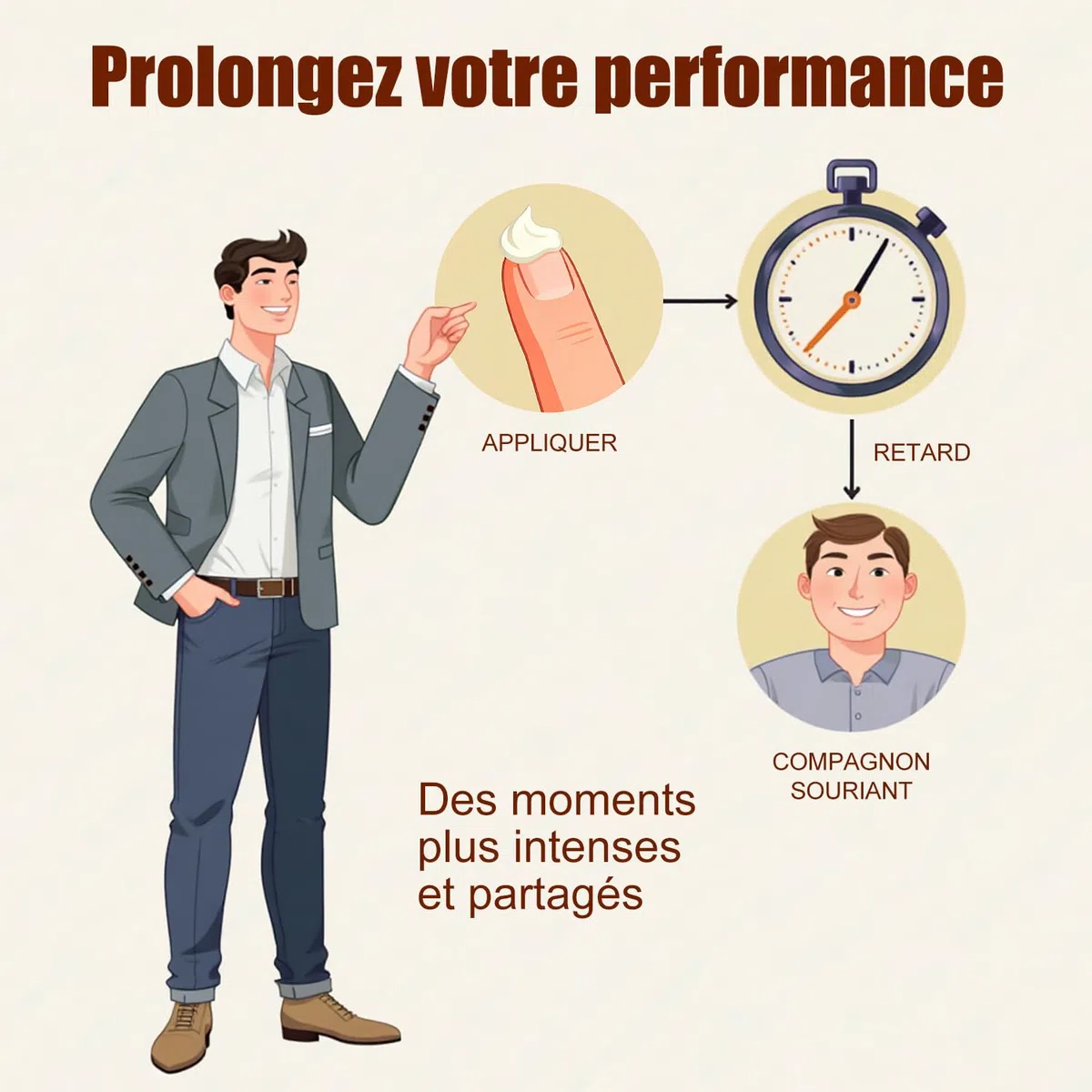 Crème Retardante Homme 10g - Pour Prolonger l'Acte et Maximiser le Plaisir - Effet Longue Durée, Texture Discrète