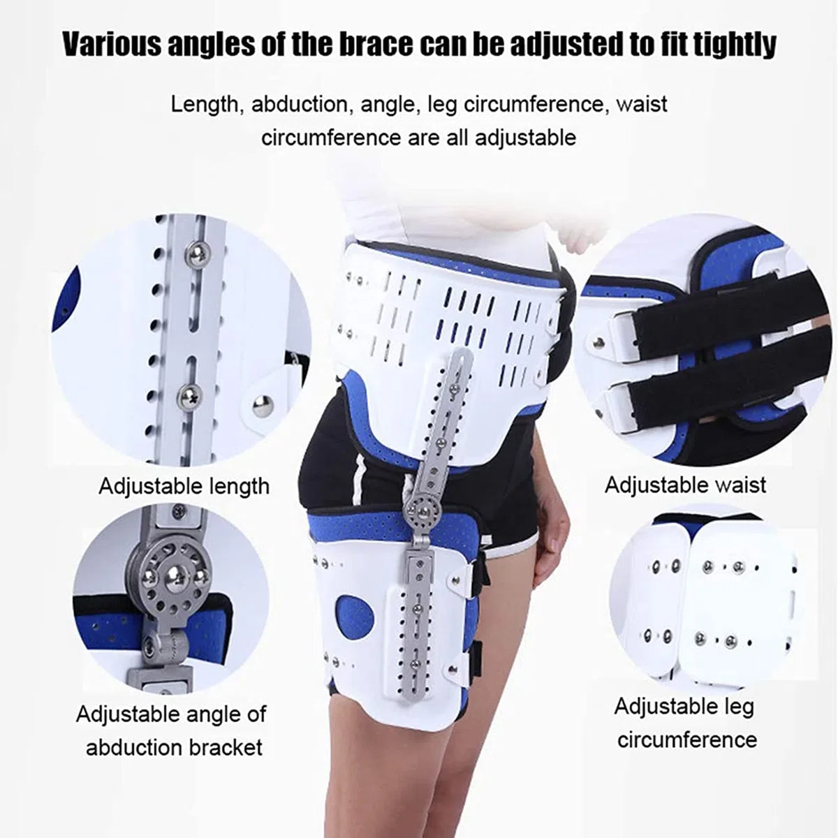 Genou Cheville Pied Orthèse Jambe Fracture, Genou Cheville Pied Orthèse Hanche Marche Fixe avec Bottes de Marche Attelle Stable Sûr, pour Fracture de la Jambe Paralysie du Membre Inférieur (Droit