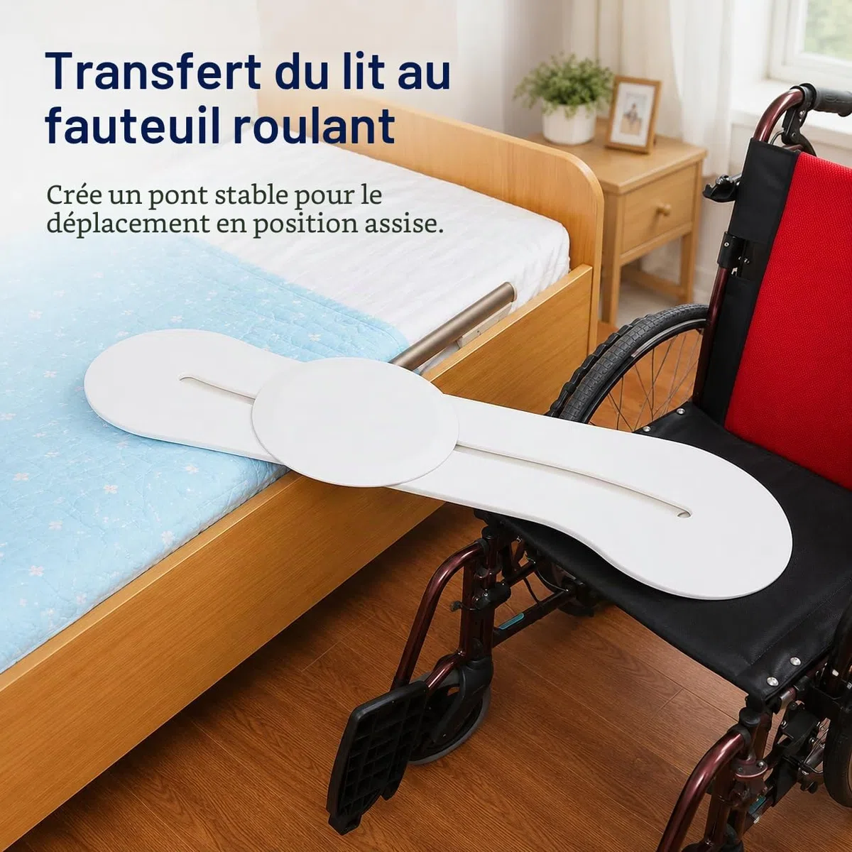 Planche de transfert incurvée pour fauteuil roulant au lit/toilette/voiture – Planche coulissante médicale pour personnes handicapées et personnes âgées | Aide au transfert de mobilité portable