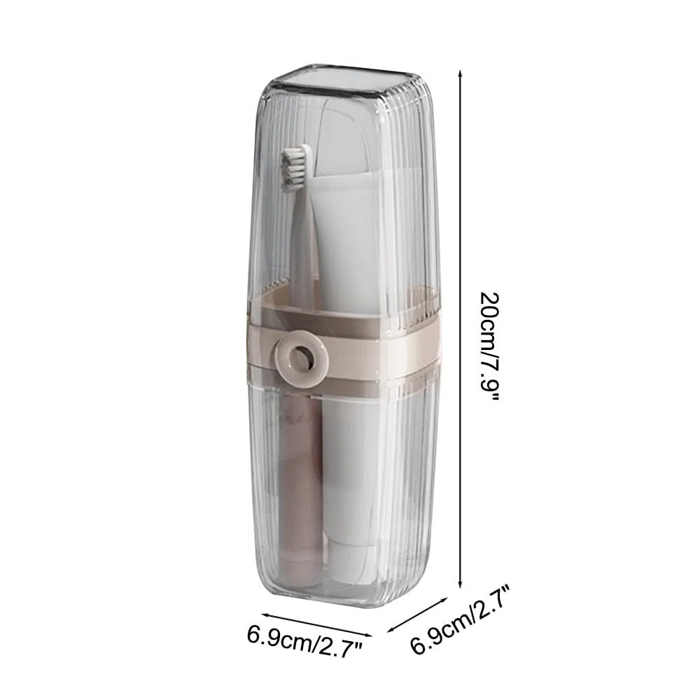 MiOYOOW 2 Pièces Tasses de Brosse à Dents Portable, 2 en 1 Boite de Rangement Dentifrice en Plastique, Gobelet Brosse Dent Translucide avec Couvercle pour Extérieur, Camping, Affaires, Maison