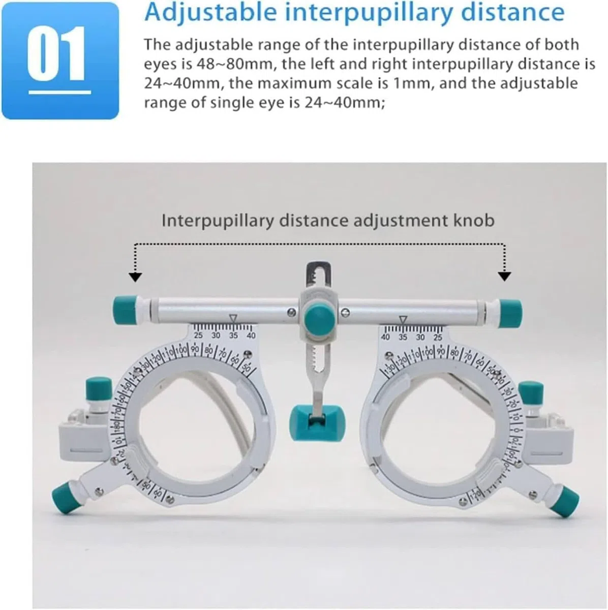 Opticien d'optométrie de lunettes,cadre d'essai optique,cadre d'essai optique universel PD 48-80 mm,lentille de test d'optométrie ultralégère,oculaire de test optique en titane pour opticien de test