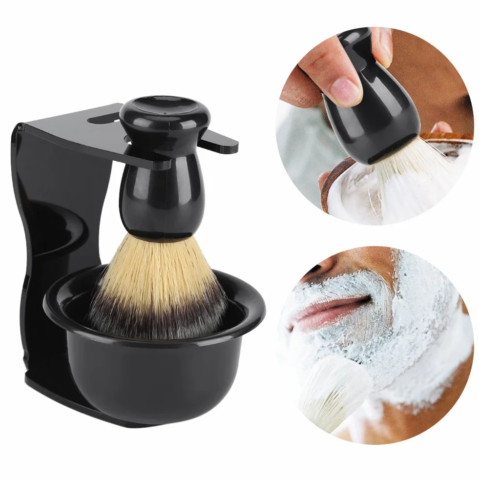 MAGT Kit Blaireau Rasage Homme, 3 En 1 Blaireau Rasage Avec Bol À Savon Et Support De Rasage, Kit De Brosse Barbe Homme Professionnel
