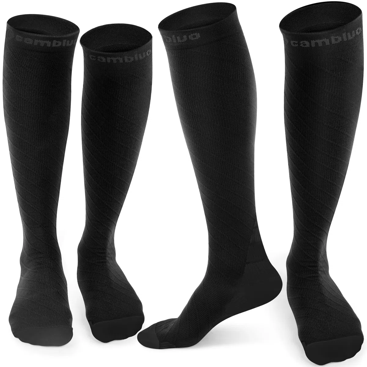 CAMBIVO Bas de Contention Femme et Homme 2 Paires, 20-30mmHg Chaussettes de Contention, Chaussettes de Compression Antidérapantes pour Voyage Avion, Sport, Running