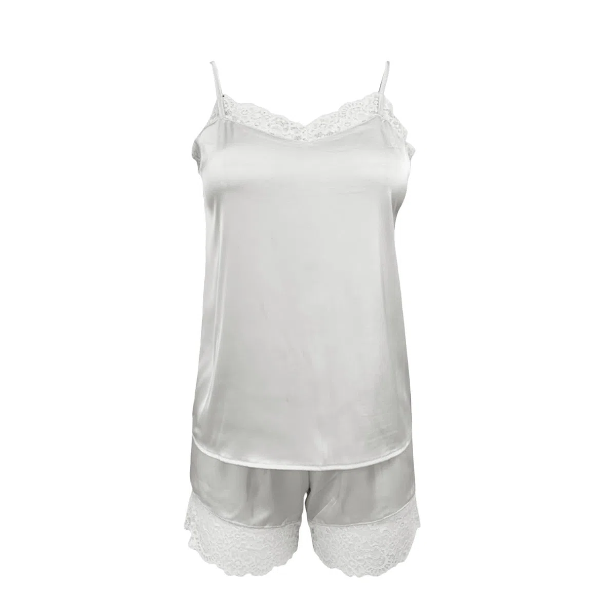 Femmes Ensemble Pyjama Sexy en Dentelle 2 Pcs Vêtements de Maison Lingerie Satin de Soie 2 Pièces Short et Caraco Costume Nuisette Set Vêtement De Nuit Classique Ensembles