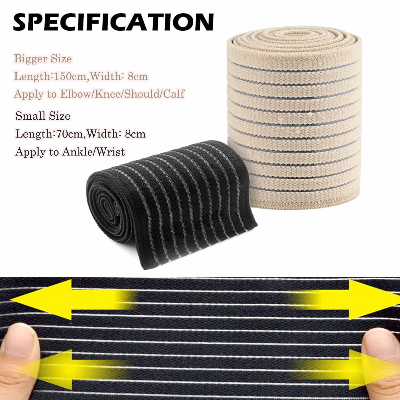 Ideal Swan Bande Contention, 4 Pièces Bande Compression Manchon Compression Mollet Bandage Autoadhésif, Bande Compressive Manchon de Compression Genoux Genouillère réglable avec compression