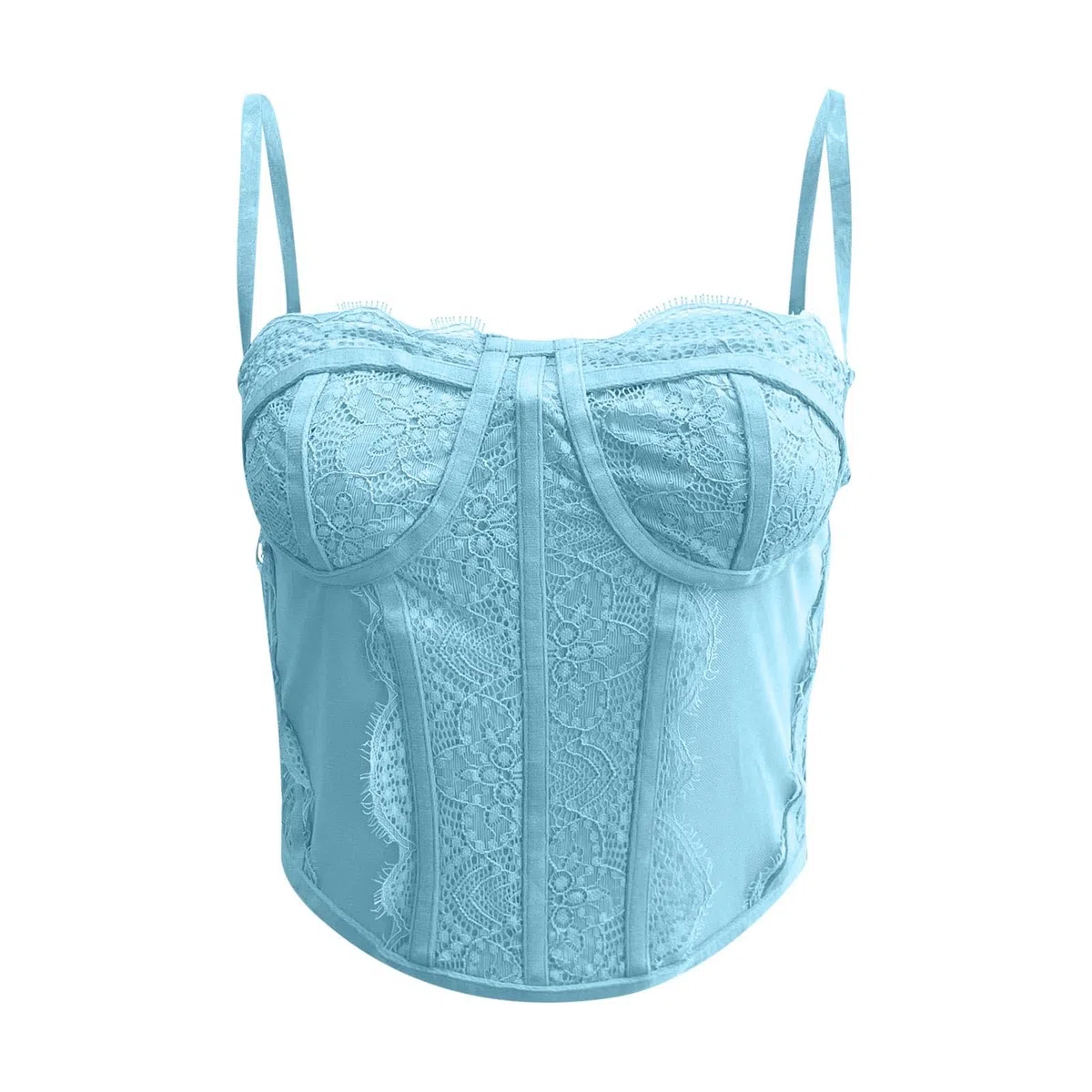 Generisch , Corset en dentelle, bustier, bretelles spaghetti, dos nu, sans os, pour fête