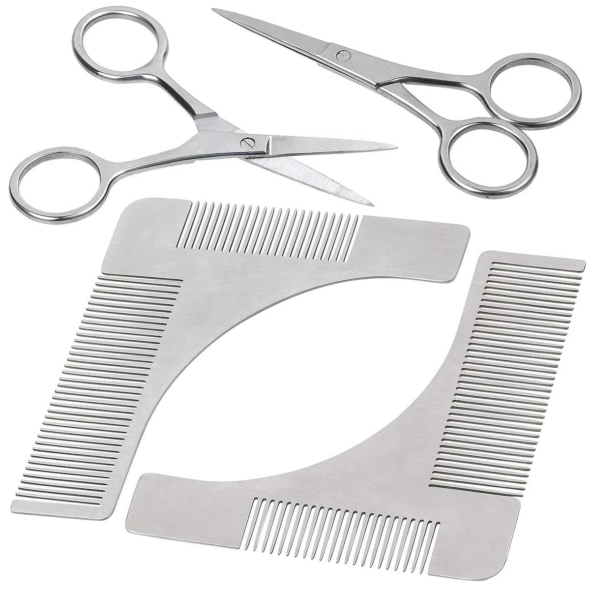 2 peignes à barbe et traceur de contours avec ciseaux [Sichler Men's Care]