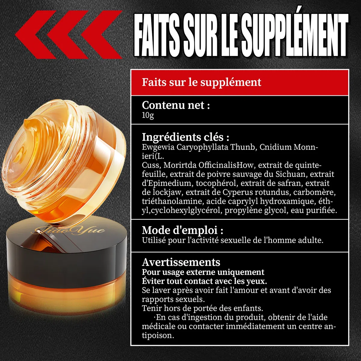 Crème Retardante Homme 10g - Pour Prolonger l'Acte et Maximiser le Plaisir - Effet Longue Durée, Texture Discrète