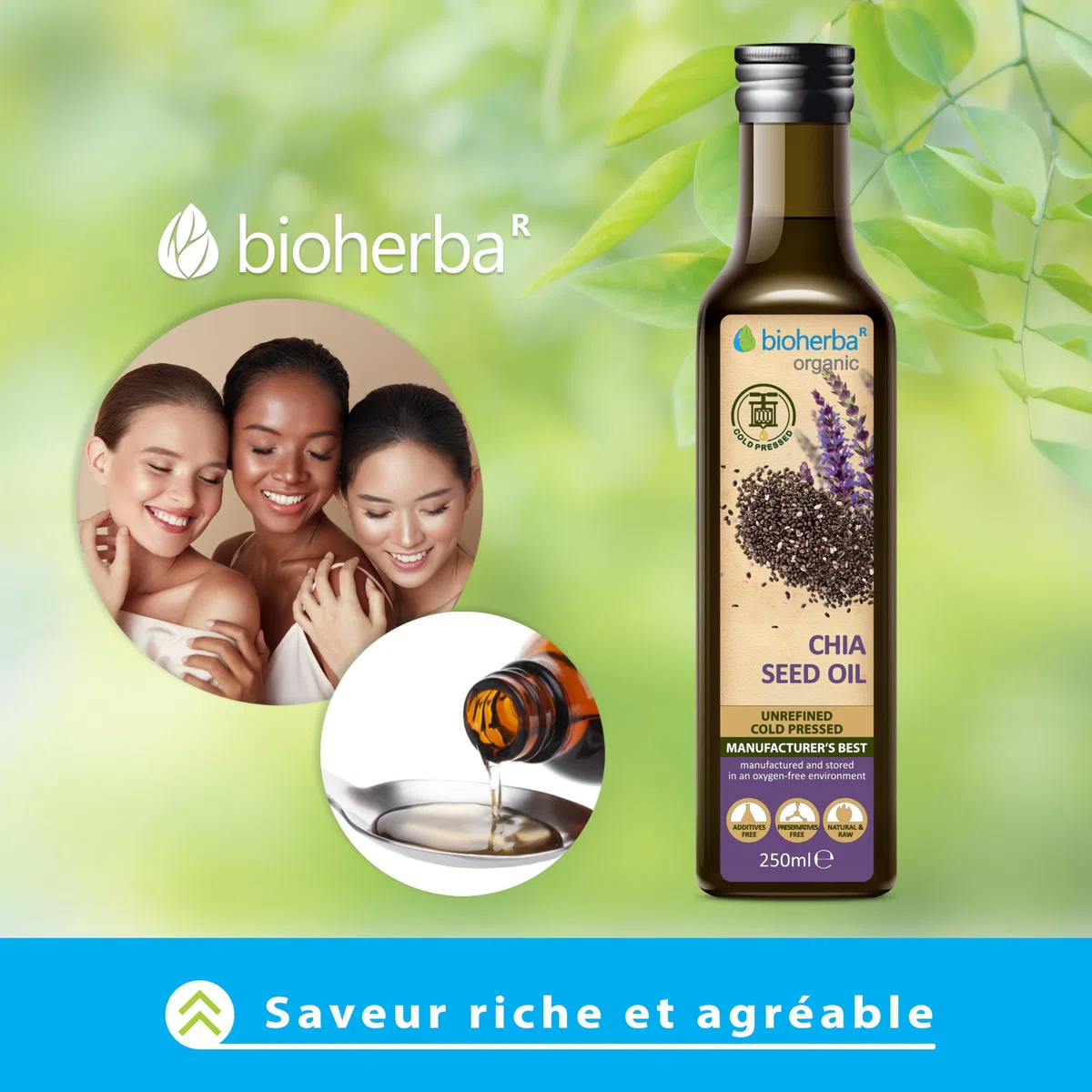 Huile de Graines de Chia – 250 ml | Pressée à Froid & Non Raffinée – Source Naturelle d’Oméga-3 – par BIOHERBA (250)