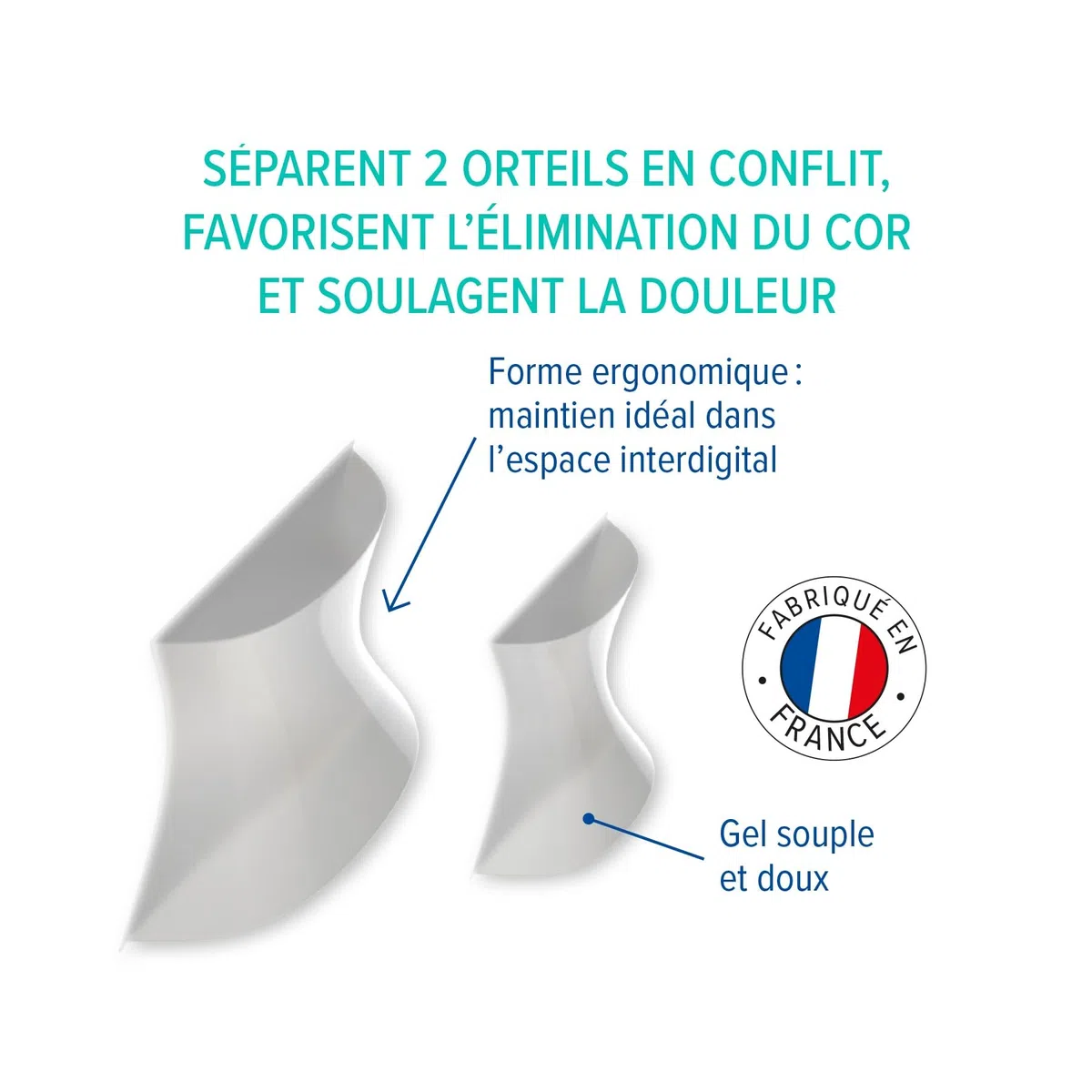 Epitact | Séparateurs d’Orteils en Silicone | Préviennent et Soulagent les Cors Entre les Orteils, Évitent le Chevauchement des Orteils | Confort, Maintien Idéal | Fabriqués en France (S (Lot de 1))