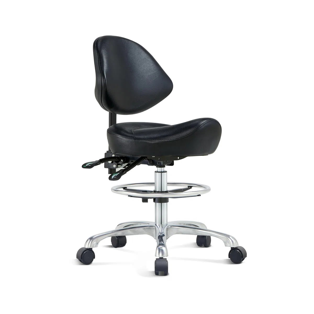Fauteuil de selle à roulettes avec support dorsal ergonomique pour hygiéniste dentaire, médecin, salon médical