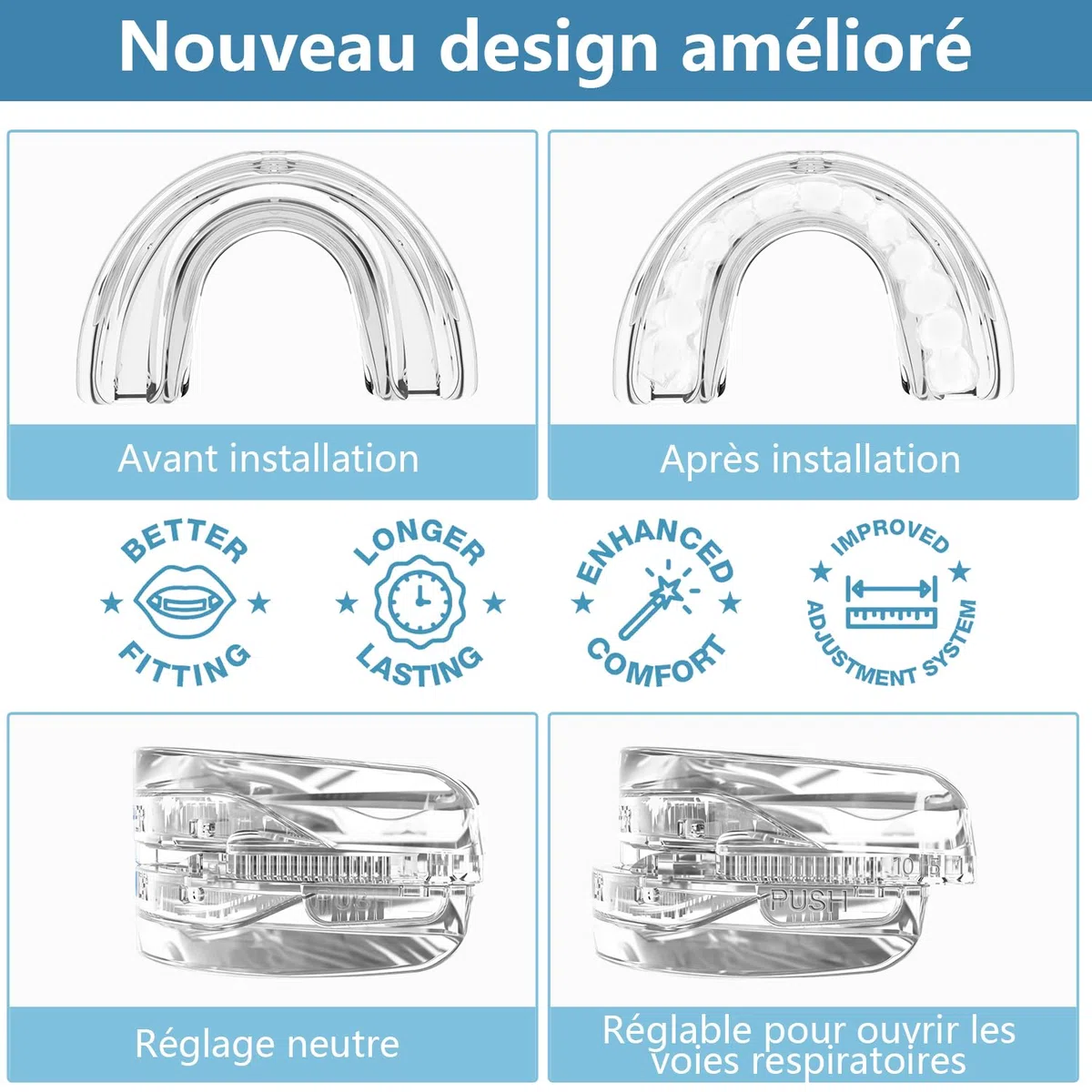 Anti Ronflement Orthese Inodore et Confortable Efficace Adapté Aux Hommes et Aux Femmes Ronflent Réutilisable (Transparent)