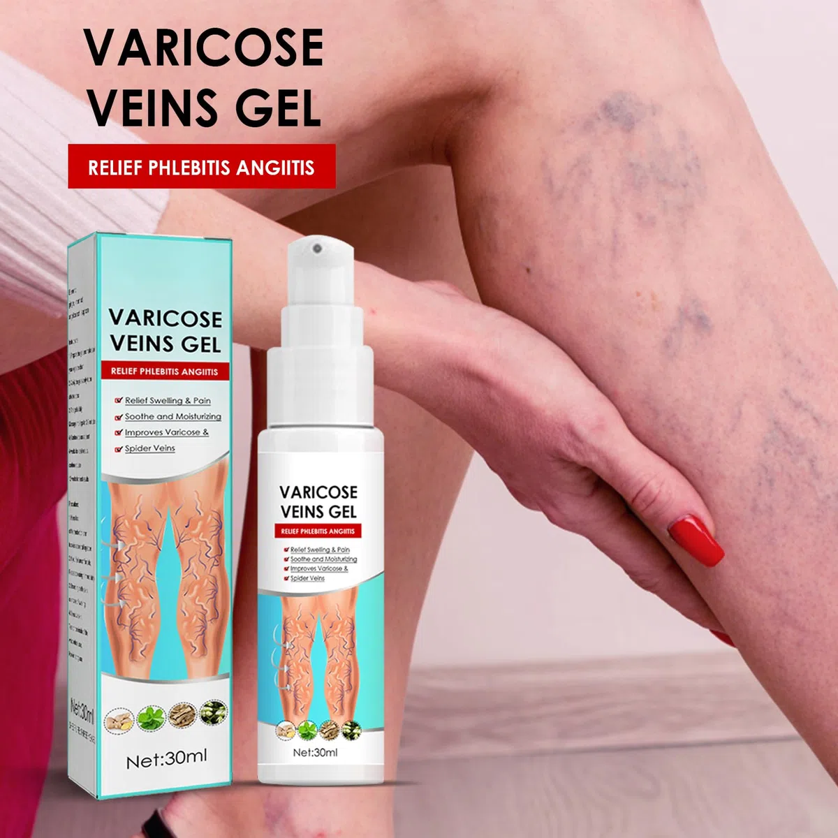 Crème anti-varices, anti-varices, anti-varicosités, soin doux des jambes, pour une bonne sensation dans les jambes, pommade de soin des jambes améliorant la circulation sanguine pour les jambes