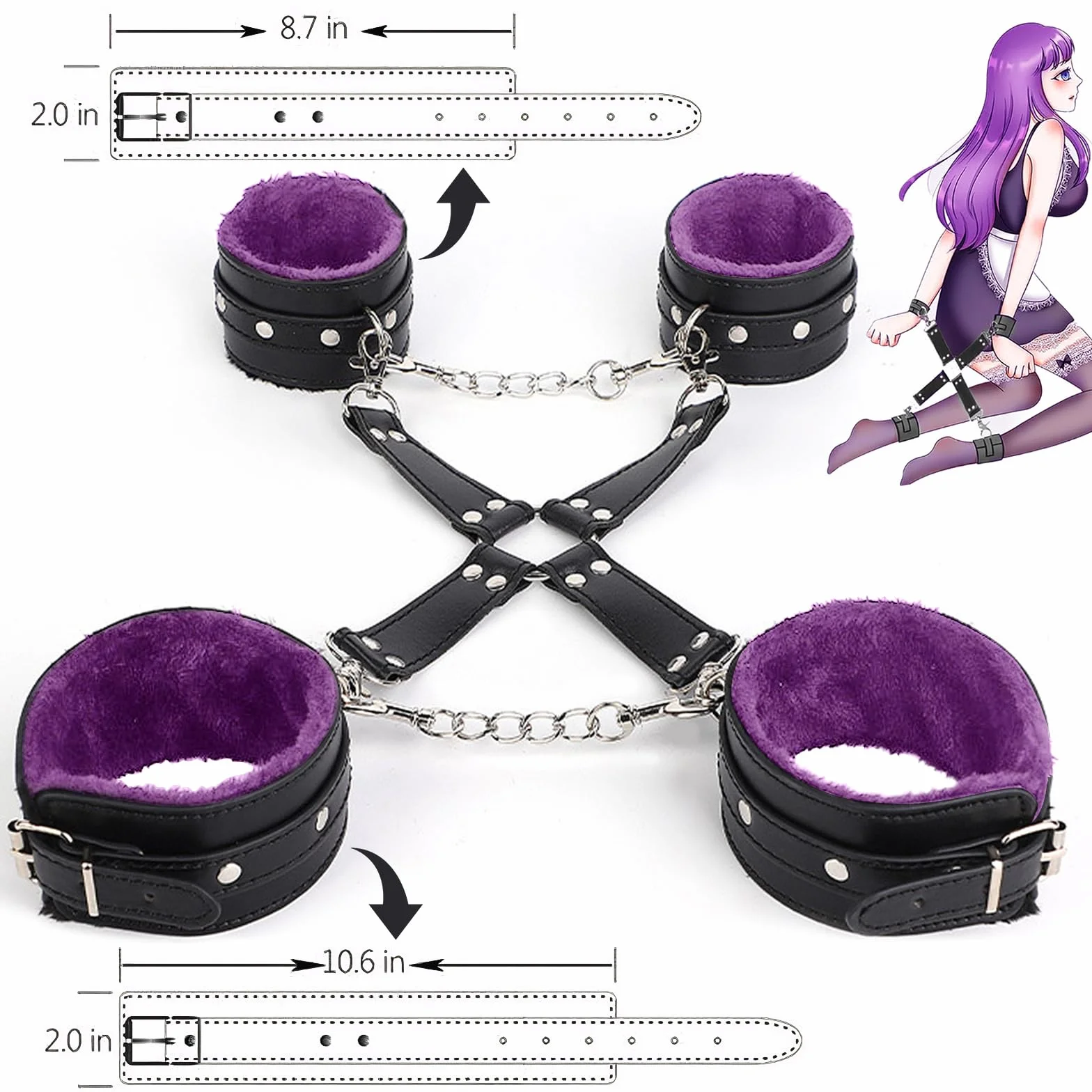11 Pièces Menottes Sexy Érotique, Accessoires BDSM Sexuelle Adulte pour Couple, Kit de Jeu Sexuel Adulte avec Menotte, Fouet, Laisse, Pinces à seins