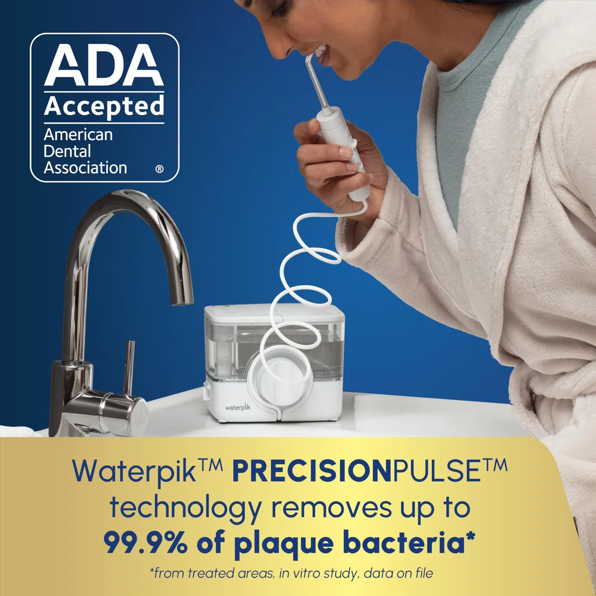 Waterpik ION Professional WF12 Hydropulseur dentaire sans fil rechargeable et portable, noir, 1 pièce (blanc)