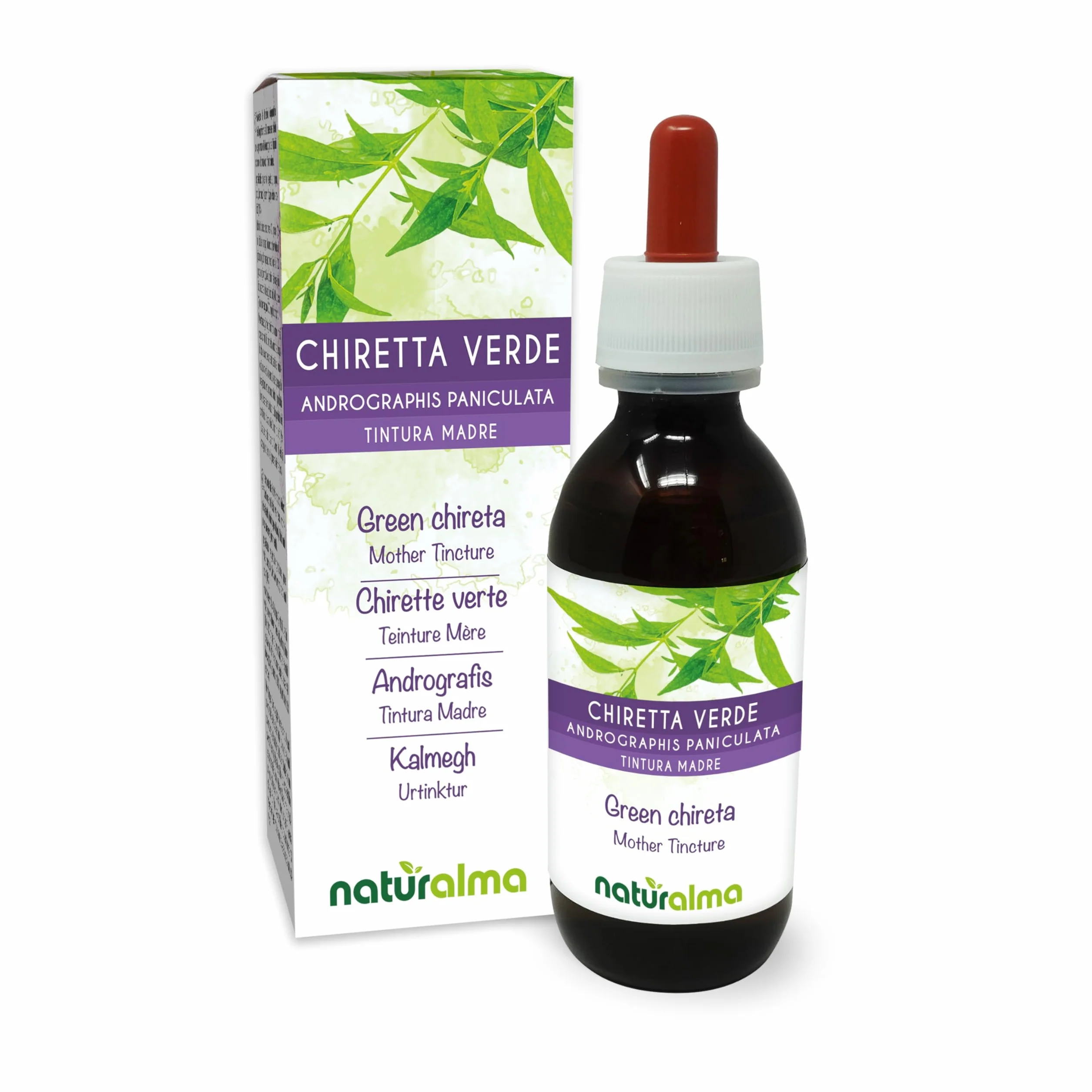 Chirette verte (Andrographis paniculata) sommités Teinture Mère sans alcool Naturalma - Extrait liquide gouttes 120 ml - Complément alimentaire - Végétalien ou végan