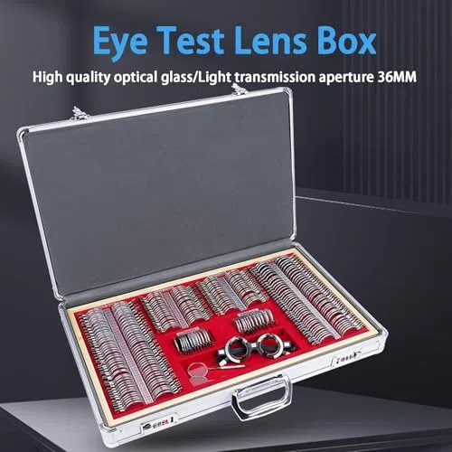 Coffret de lentilles d'essai - 266 lentilles optiques dans Un étui en Aluminium pour l'optométrie - Matériel d'essai ophtalmique pour la Protection des Yeux