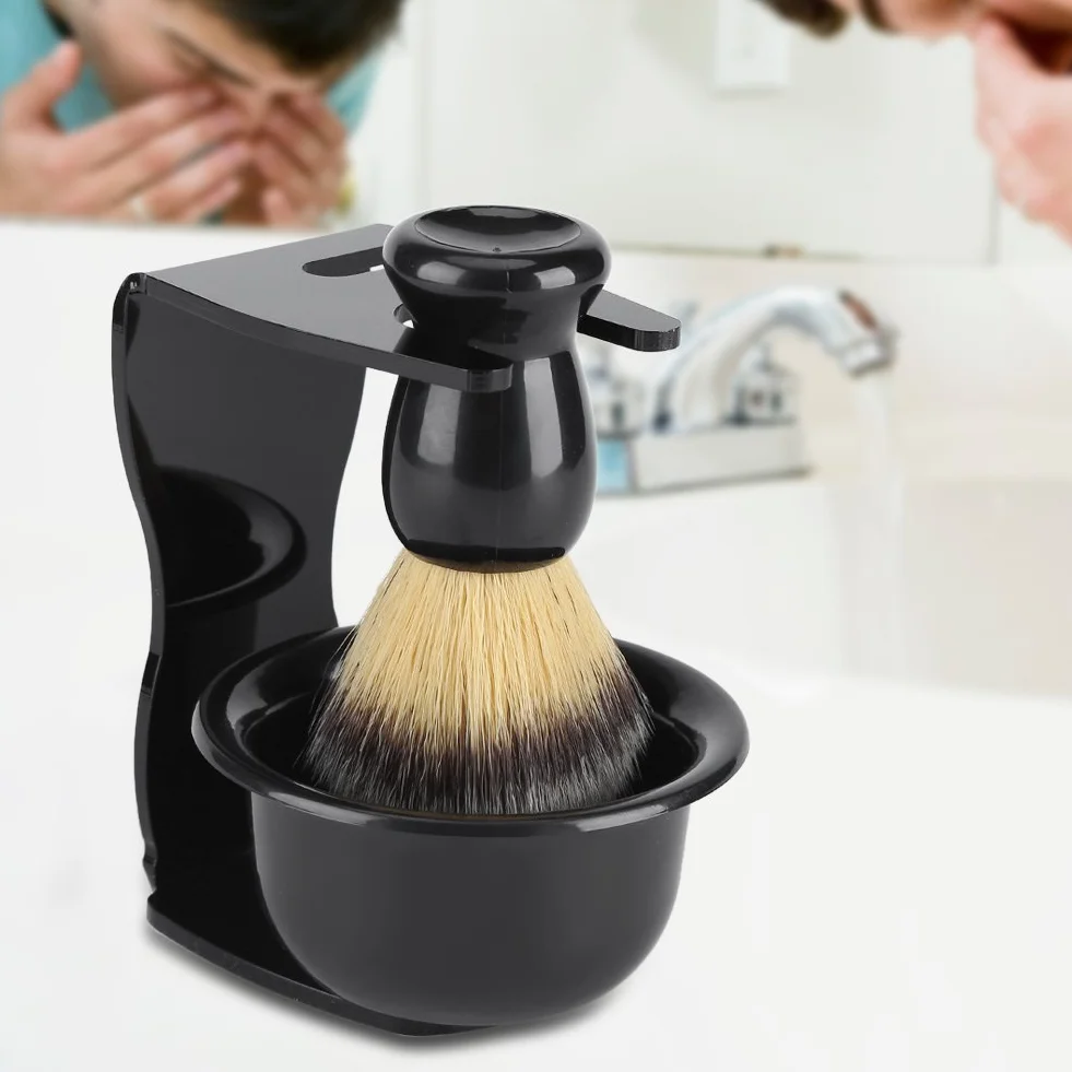 MAGT Kit Blaireau Rasage Homme, 3 En 1 Blaireau Rasage Avec Bol À Savon Et Support De Rasage, Kit De Brosse Barbe Homme Professionnel