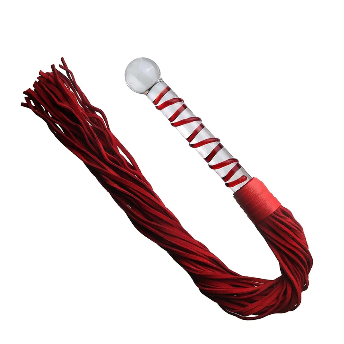 Gode ​​anal en verre BDSM avec long fouet, plug anal en verre, vagin, gode anal, jouet sexuel for couples hommes et femmes(Rot)