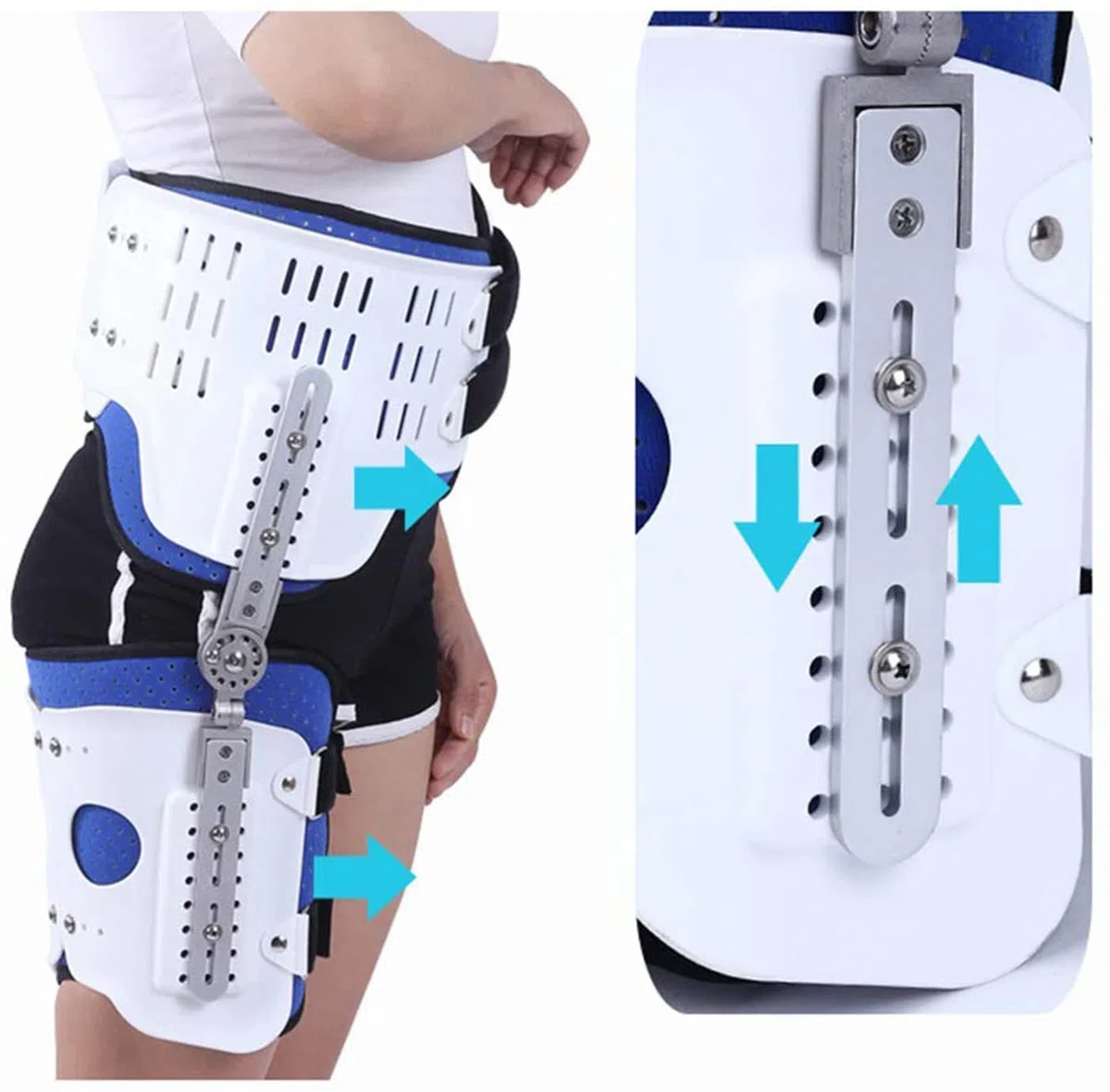 Genou Cheville Pied Orthèse Jambe Fracture, Genou Cheville Pied Orthèse Hanche Marche Fixe avec Bottes de Marche Attelle Stable Sûr, pour Fracture de la Jambe Paralysie du Membre Inférieur (Droit