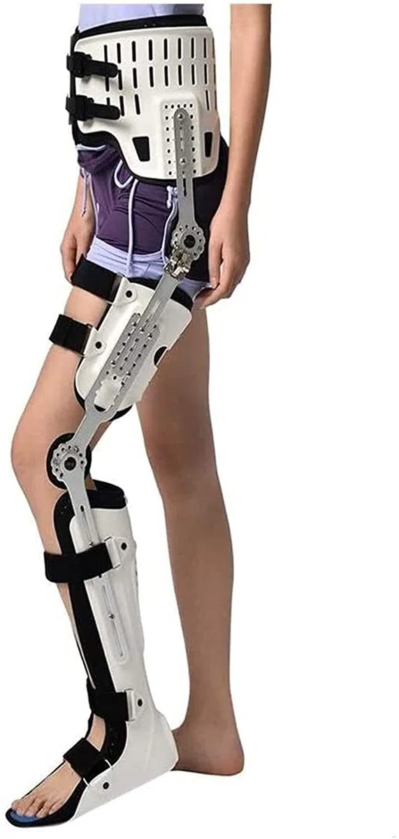 Attelle de soutien du genou, orthèse du pied de la cheville du genou de la hanche Fracture de la jambe, paralysie des membres inférieurs, marche de la hanche fixée avec des chaussures de marche B