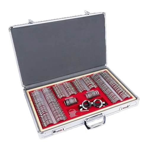 Coffret de lentilles d'essai - 266 lentilles optiques dans Un étui en Aluminium pour l'optométrie - Matériel d'essai ophtalmique pour la Protection des Yeux