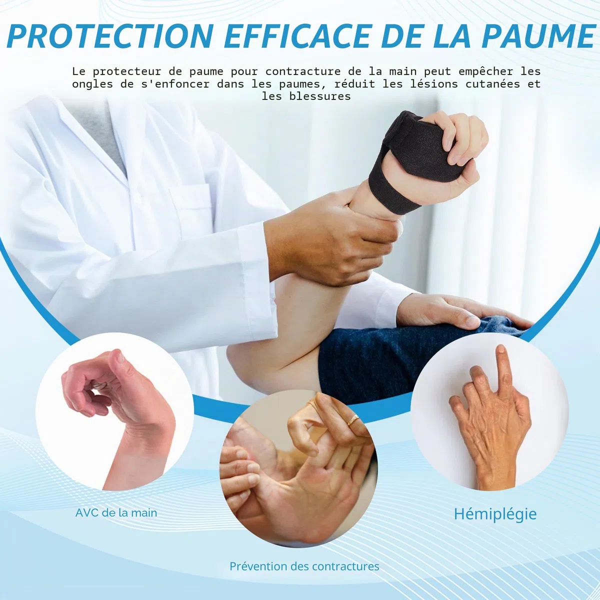 Protecteur de paume pour contracture de la main,Coussins de paume doux pour les contractures des doigts,Palm Grip pour la réadaptation après un AVC Hémiplégique, Coussin de prévention des contractures