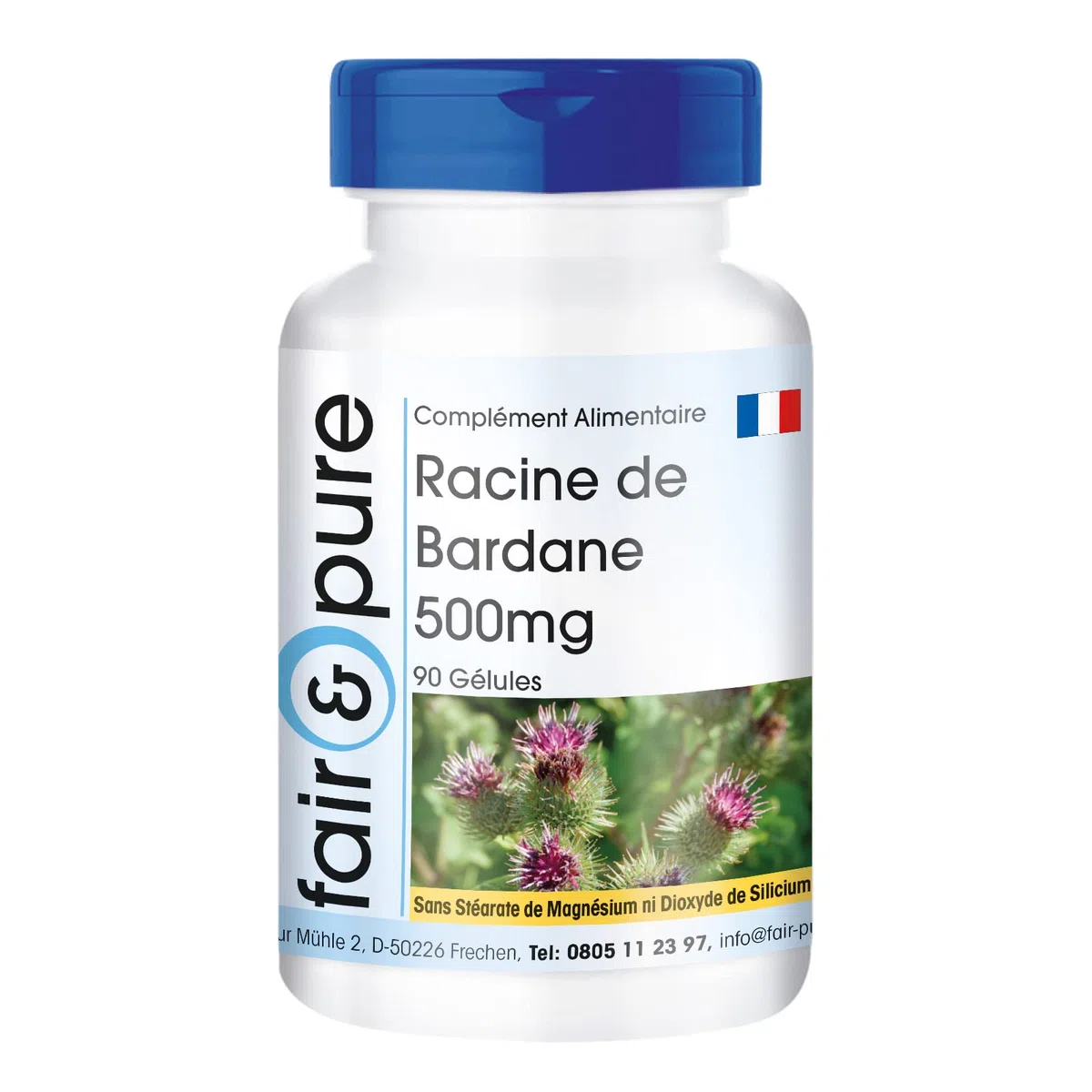 Fair & Pure® - Gélules de Racine de Bardane 500mg - 90 gélules - avec 15mg de zinc du citrate de zinc - végétalien