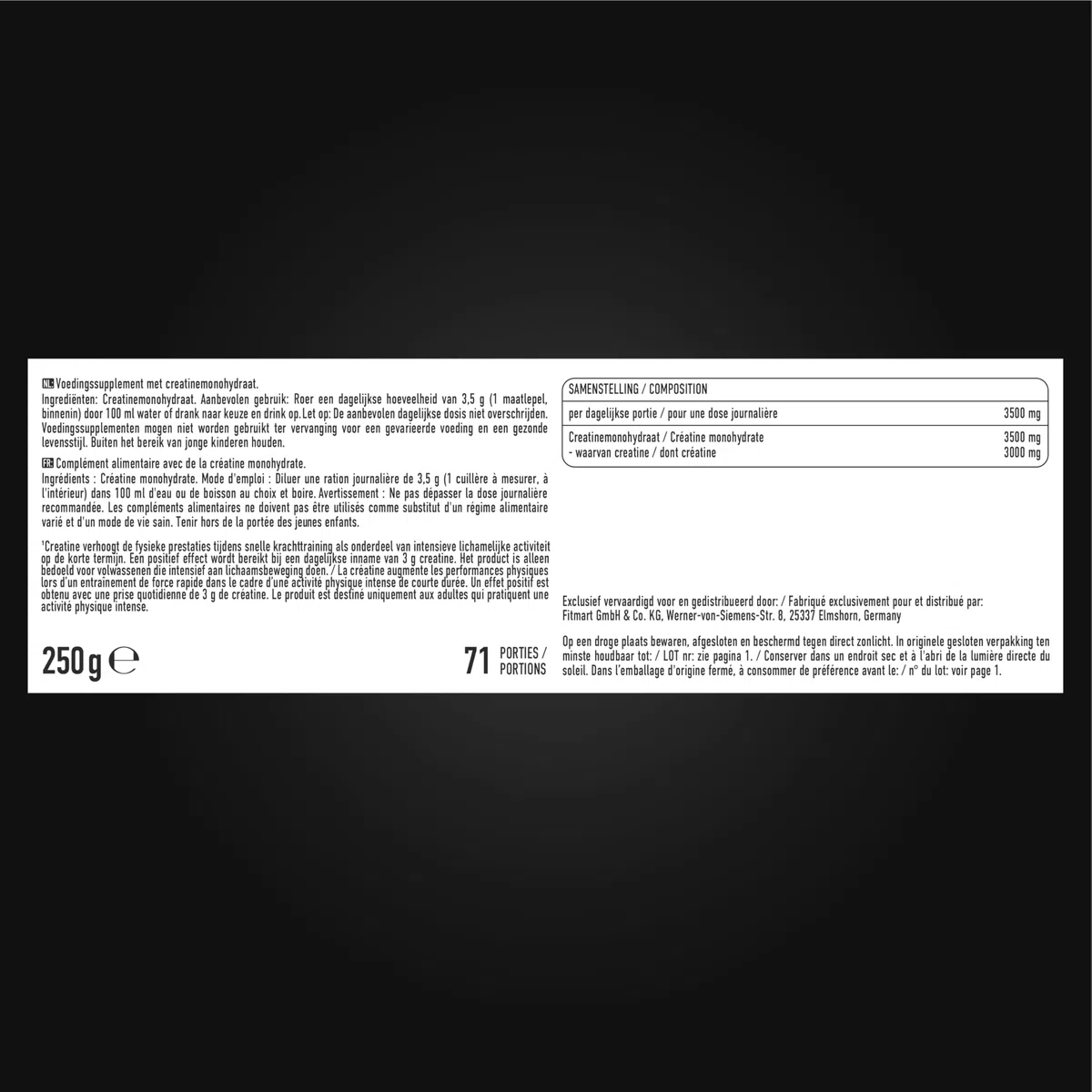 ESN Créatine monohydrate ultra pure, 250 g, 71 portions, neutre, créatine en poudre, microfine, solubilité optimale, végétalienne - fabriquée en Allemagne