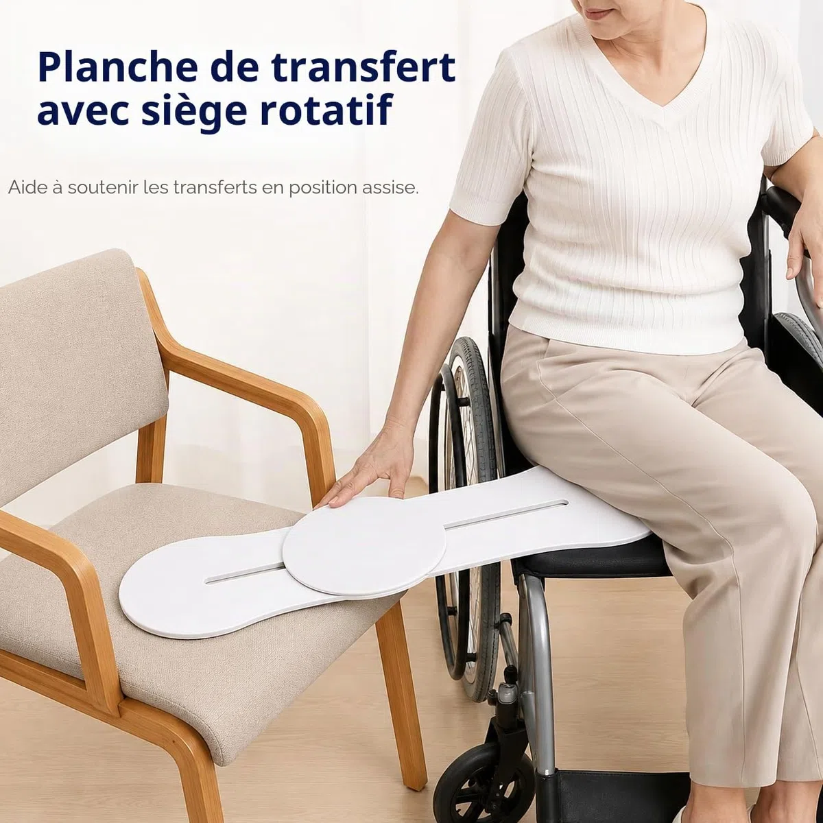 Planche de transfert incurvée pour fauteuil roulant au lit/toilette/voiture – Planche coulissante médicale pour personnes handicapées et personnes âgées | Aide au transfert de mobilité portable