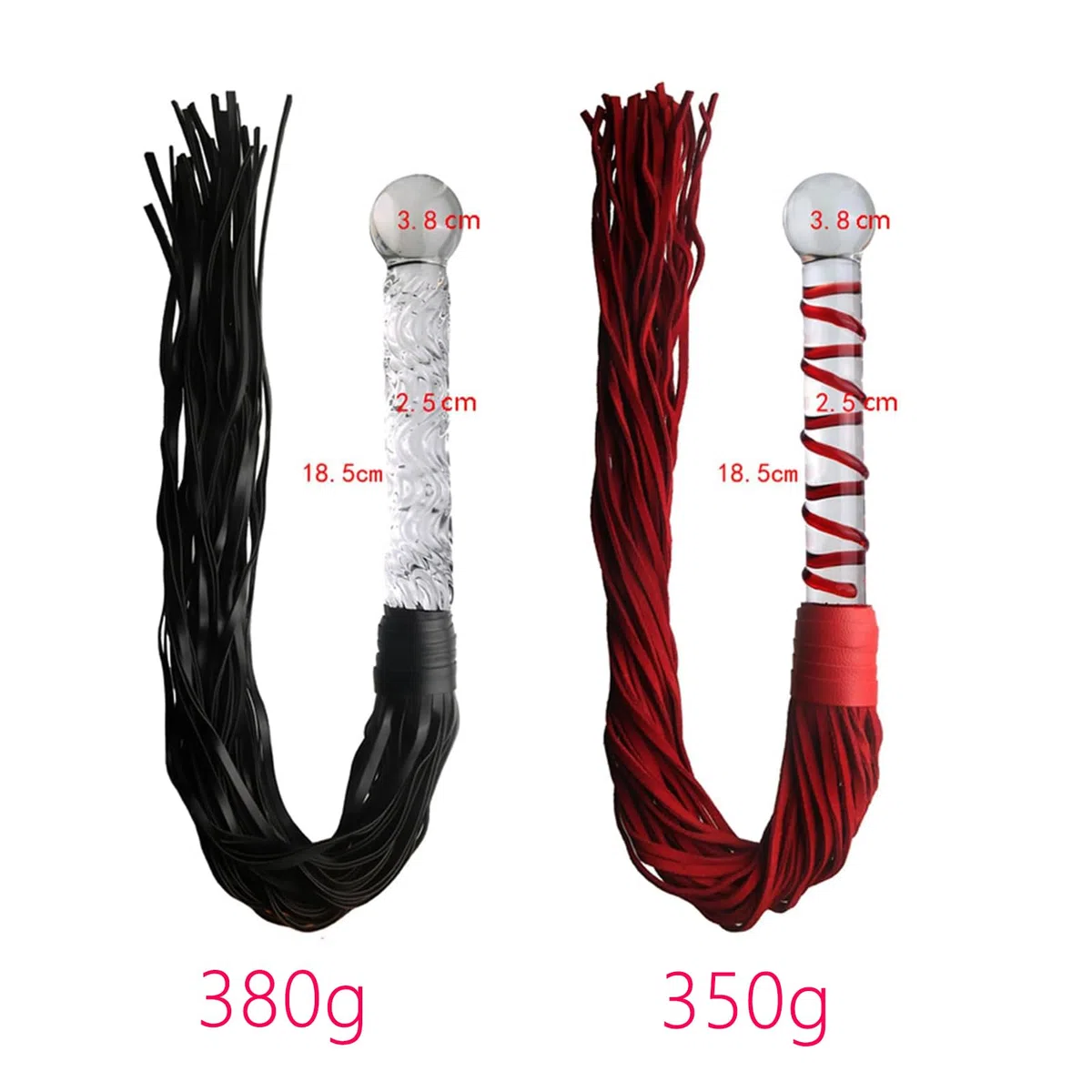 Gode ​​anal en verre BDSM avec long fouet, plug anal en verre, vagin, gode anal, jouet sexuel for couples hommes et femmes(Rot)