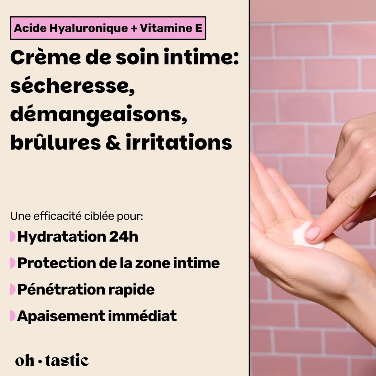 Crème Intime Femme Naturelle – Anti Sécheresse Vaginale, Irritations & Demangeaison , Soin avec Acide Lactique et pH ajusté, Crème Apaisante & Hydratante (50 ml) - ohtastic