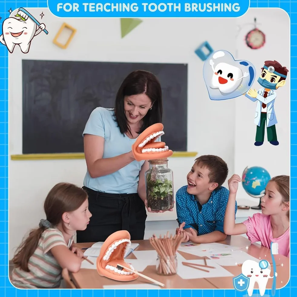 1 Pièces Bouche Marionnette avec Langue Dents Bouche Marionnette à Main Dentaire Bouche Modèle avec Brosse à Dents pour Garçon Fille Outil Éducatif
