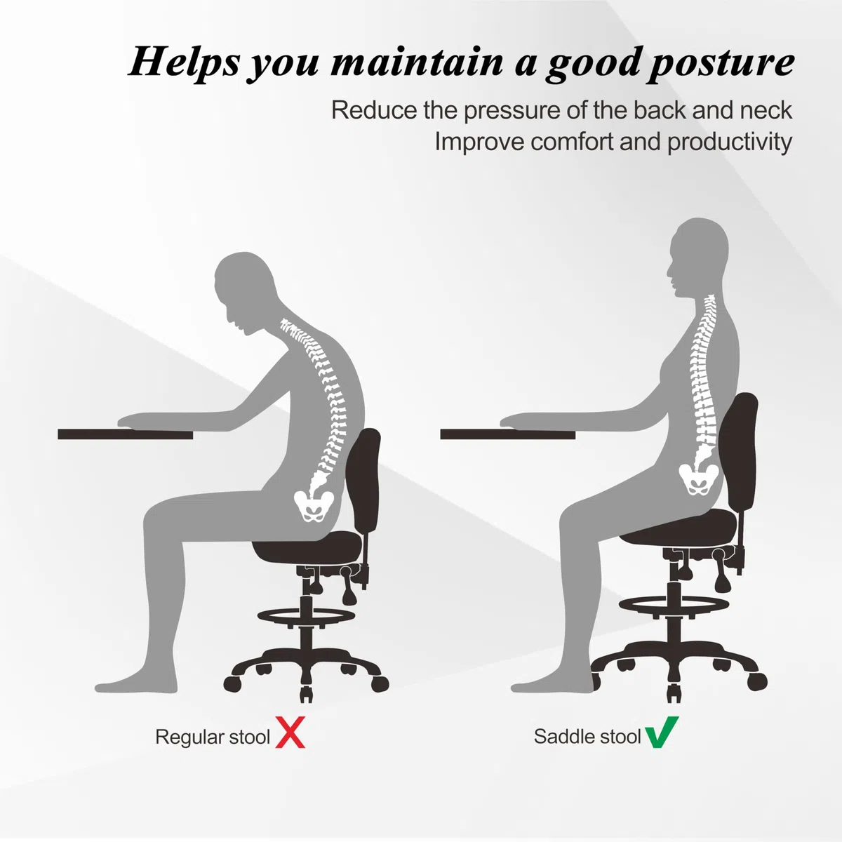 Fauteuil de selle à roulettes avec support dorsal ergonomique pour hygiéniste dentaire, médecin, salon médical