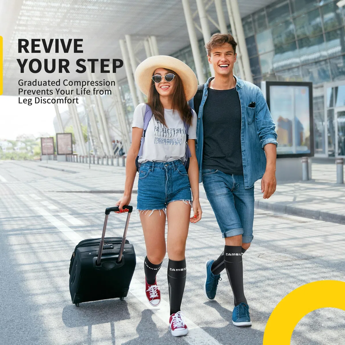 CAMBIVO Bas de Contention Femme Homme 2 Paires, Chaussettes de Contention 20-30mmHg, Chaussettes de Compression Classe 2, Compression Socks pour Circulation Sanguine, Voyage Avion, Sport, Running, Gym