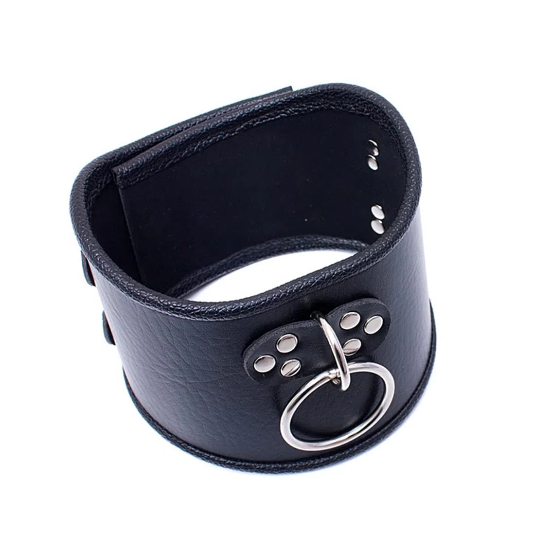 Collier ras du cou réglable en cuir avec double ceinture