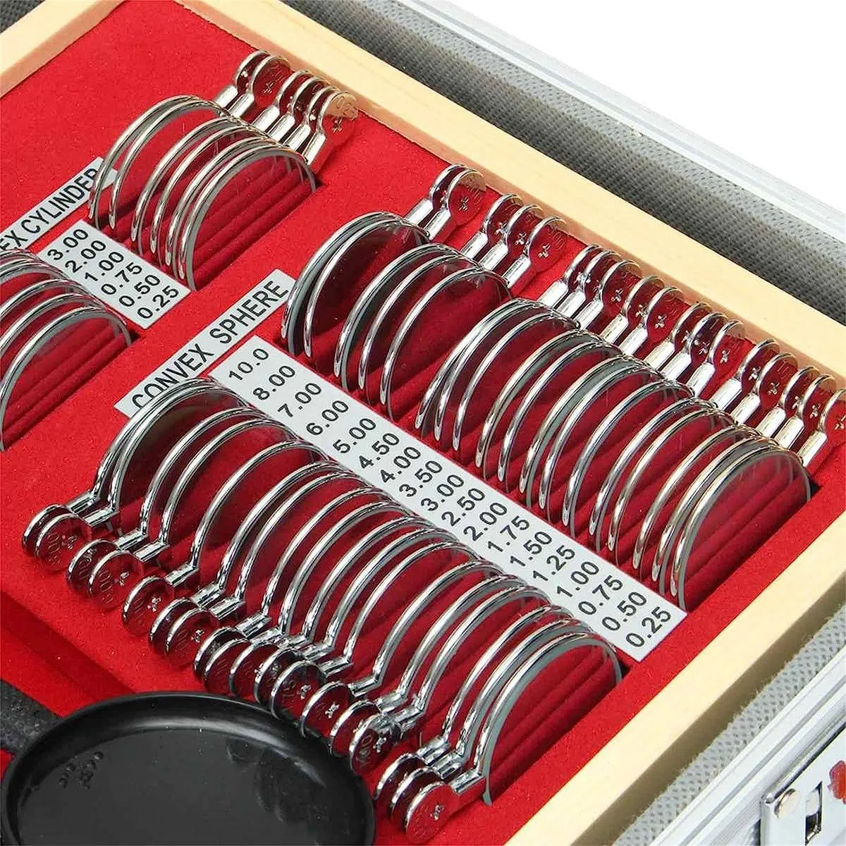 104 pièces lentille d'essai métal Optique Ensemble de lentilles d'essai lentille d'optométrie boîte d'optométrie équipement de lentille d'essai ophtalmique lentilles de Cas d'essai