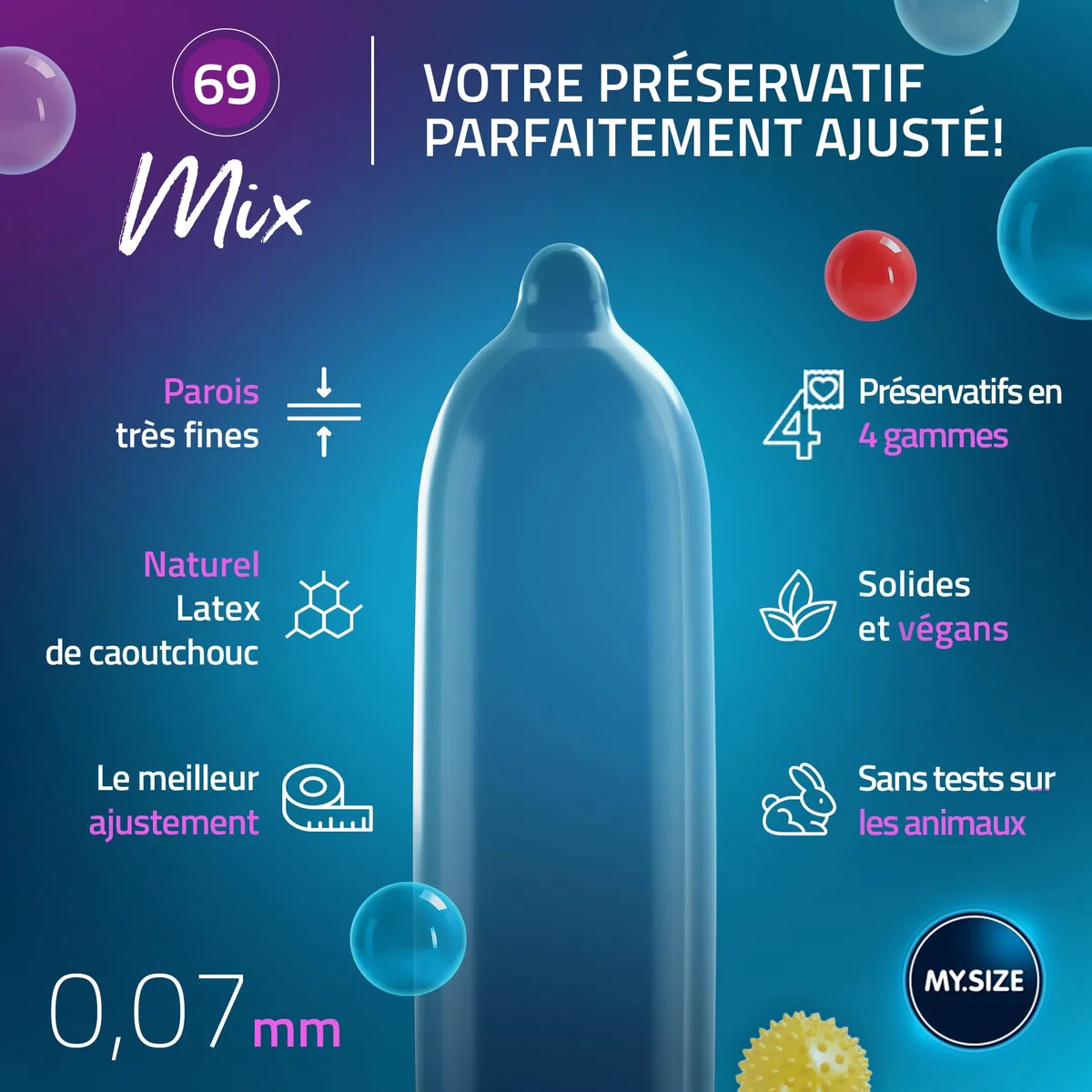 My.Size Mix préservatifs taille 7, 69 mm, grand pack, contenu 28 pièces