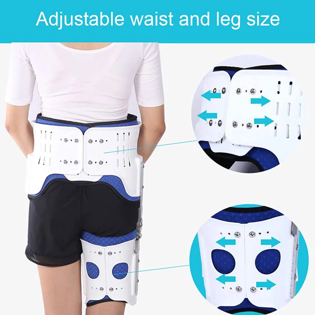 Genou Cheville Pied Orthèse Jambe Fracture, Genou Cheville Pied Orthèse Hanche Marche Fixe avec Bottes de Marche Attelle Stable Sûr, pour Fracture de la Jambe Paralysie du Membre Inférieur (Droit