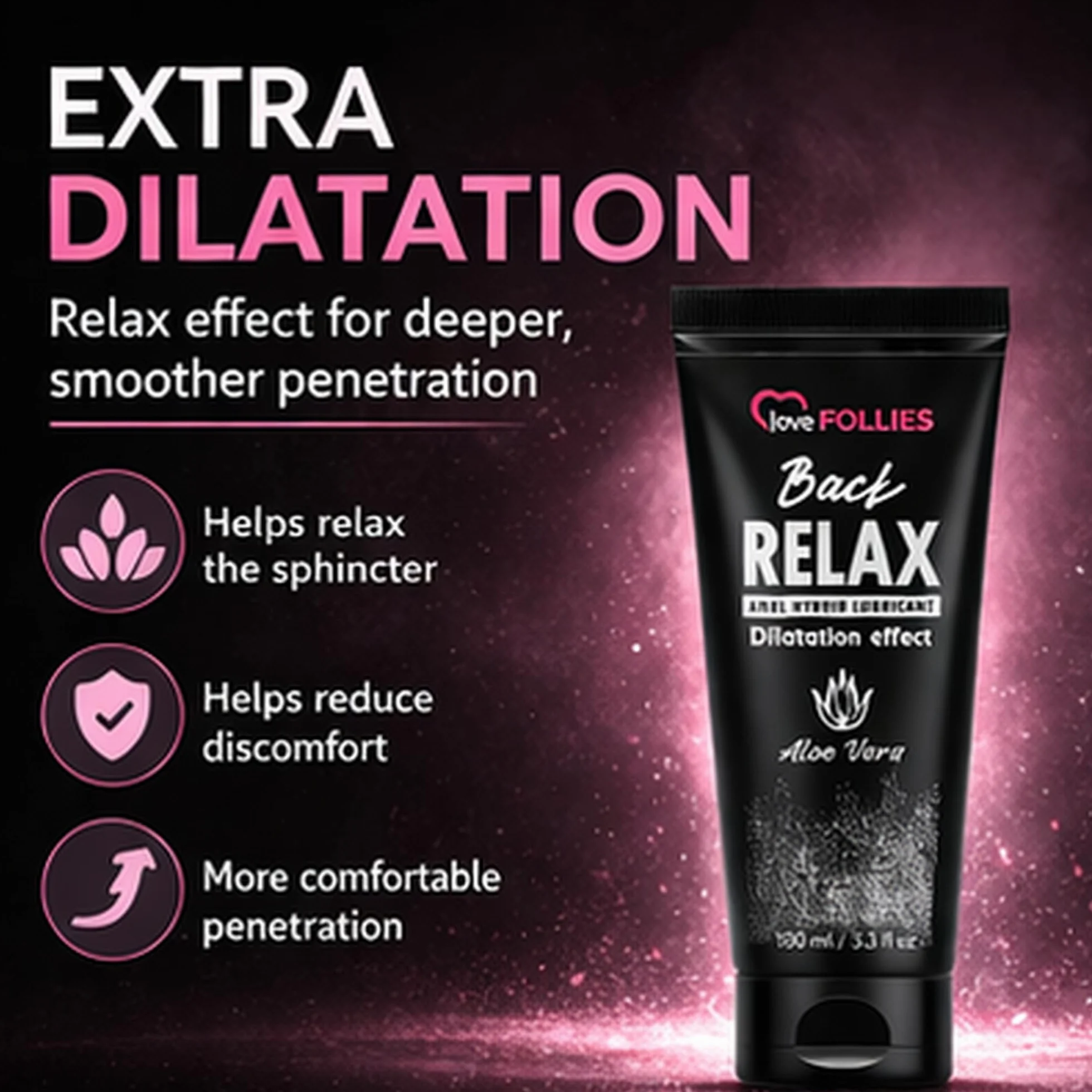 back relax Lubrifiant Anus Dilatant Relaxant à la Aloe Vera avec anesthésique- lubrifiant intime a l'eau et de silicone Hybride 100 ml