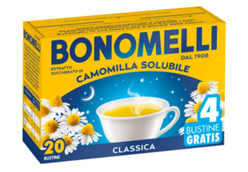 Bonomelli, Camomille Soluble Classique, Extrait Concentré de Fleurs Sélectionnées, Donne des Moments de Calme et de Détente, Paquet de 20 sachets